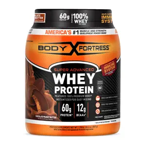 (A)Body Fortress 100% Whey Protein Powder – Chocolate Peanut Butter, Premium Protein for Muscle Growth & Recovery, 1.78 lbs