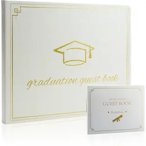 2025 Graduation Guest Book - Elegant 7x9 Inch White, Graduation Memory Book 2025 with Premium 120 Pages, 2025 Graduation Guest Sign in Book for College Graduates (Classic Graduation Gift)