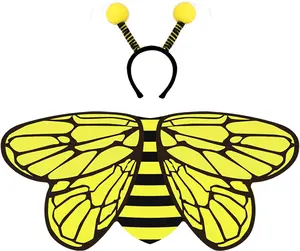 Bee-Wings Kids Honey bee Costume with Antenna Headband Toddler Insect Bug Dress Up for Play Girls Fairy Wings Bee Outfit for Boys Girls Birthday Party Supplies Halloween Favors