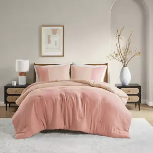 510 Design King/California King Miro Soft Washed Color Block Comforter Set Pink