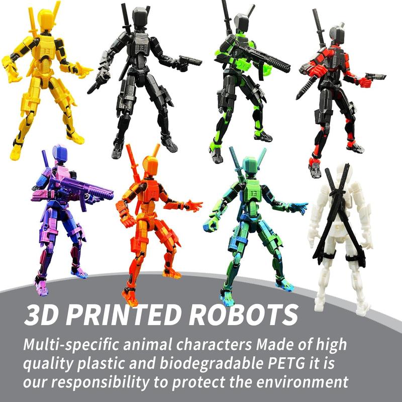 T13 3D Multi-Jointed Action Figure Set - Fully Assembled Titan 13 Poseable Robot Model, Nova T-13 Articulated Collectible, Desktop Decor for Gamers & Anime Fans