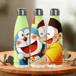 1pc 18oz thermos cup, Cartoon Doraemon stainless steel thermos cup, water bottle, portable straw cup, outdoor cup, accompanying cup, coffee cup, cup set-Christmas Valentine's Day gift (straw in the cup) , suitable for gift giving