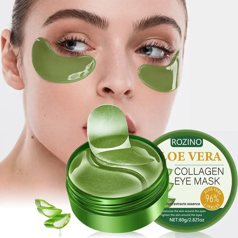 Rozino 96% Aloe Vera Collagen Gel Under Eye Mask 80g, Hydrating Eye Treatments, Intensive Eye Care, Deep Moisturizing, Firming, Soothing Repair, Suitable for Sensitive Skin, Hypoallergenic, Long-Lasting Care