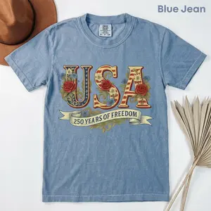Comfort Colors Retro Usa 250 Shirt, Independence Day Shirt, Celebrate 250th Anniversary Shirt Usa Flag Tee 4th of July Shirt Patriotic Gift
