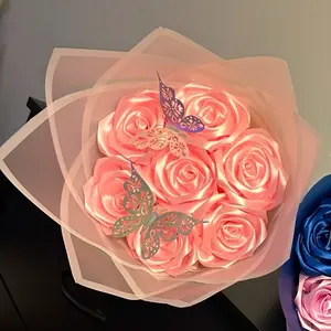 Pink flower bouquet - message for custom orders artificial flower Light Up Rose Diy Glitter Rose