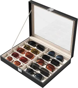 10 Slots Sunglass Organizer for Multiple Pairs of Eyeglass See-through Display Case Storage Box for Women Men