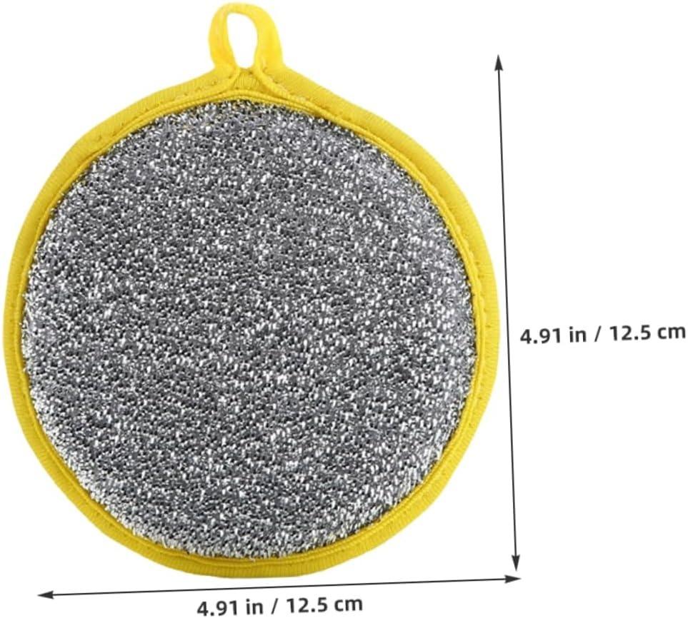 12 pcs Double-Sided Dishwashing Sponges: Round Nylon-Filament Scrubbing Pads Ideal for Cleaning Dishes/Pots/Pans/Sink, and Basin in The Kitchen(Yellow)