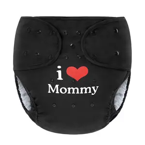 Littleforbig Washable Adjustable Reusable Waterproof Cloth Adult Diaper Wrap Cover One Size - I Love Mommy