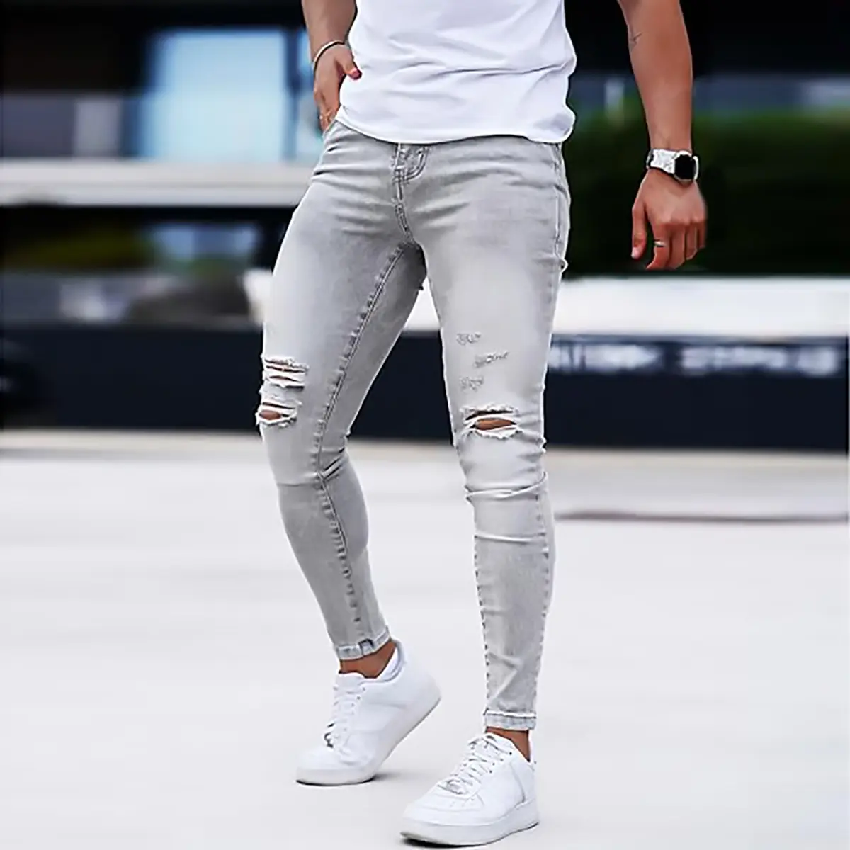 GINGTTO Mens Skinny Jeans Ripped Stretch Denim Pants Fashion Slim Fit Comfort Tapered Leg