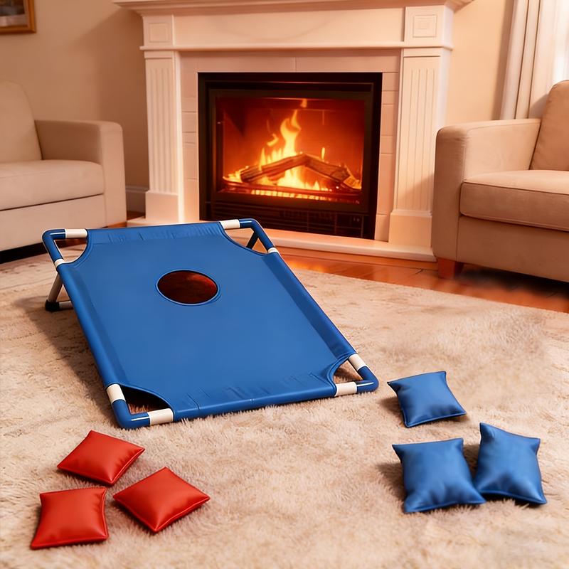 Red And Blue Portable Corn Hole Game Set, Foldable And Durable, Including 6 Bean Bags And 1 Storage Bag, Christmas Gift Box Training Throwing Game