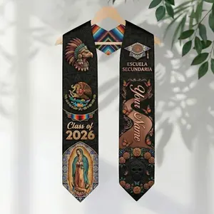 Personalized Mexican American Graduation Stole with Custom Name School Colors, Mexico USA Heritage Sash Class of 2026, Senior Ceremony Gift Keepsake