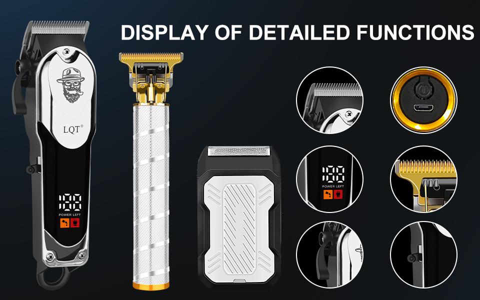 LQT All-In-One Men's Hair Cutting Kit, Cordless Rechargeable Hair Clipper & Detail Trimmer with LCD Screen, Complete Home Barber Set with Full Accessories, Save Money on Barbers for DIY Haircuts, Beard Care & Travel