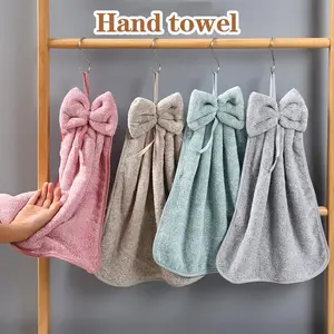 1 Count Hand Towel with Bow Decoration - Absorbent & Decorative for Kitchen and Bathroom - Create an Ins - style Space Effortlessly
