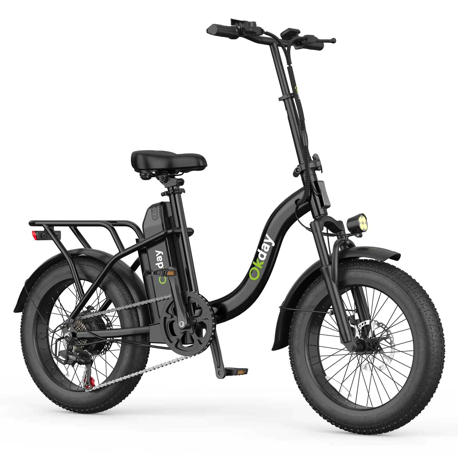 OKDAY Adult Folding Step-Thru Electric Bike, 1200W Peak Motor, 25MPH Max Speed, 48V 13Ah Removable Battery, 20-Inch All-Terrain Fat Tires, UL 2849 Certified
