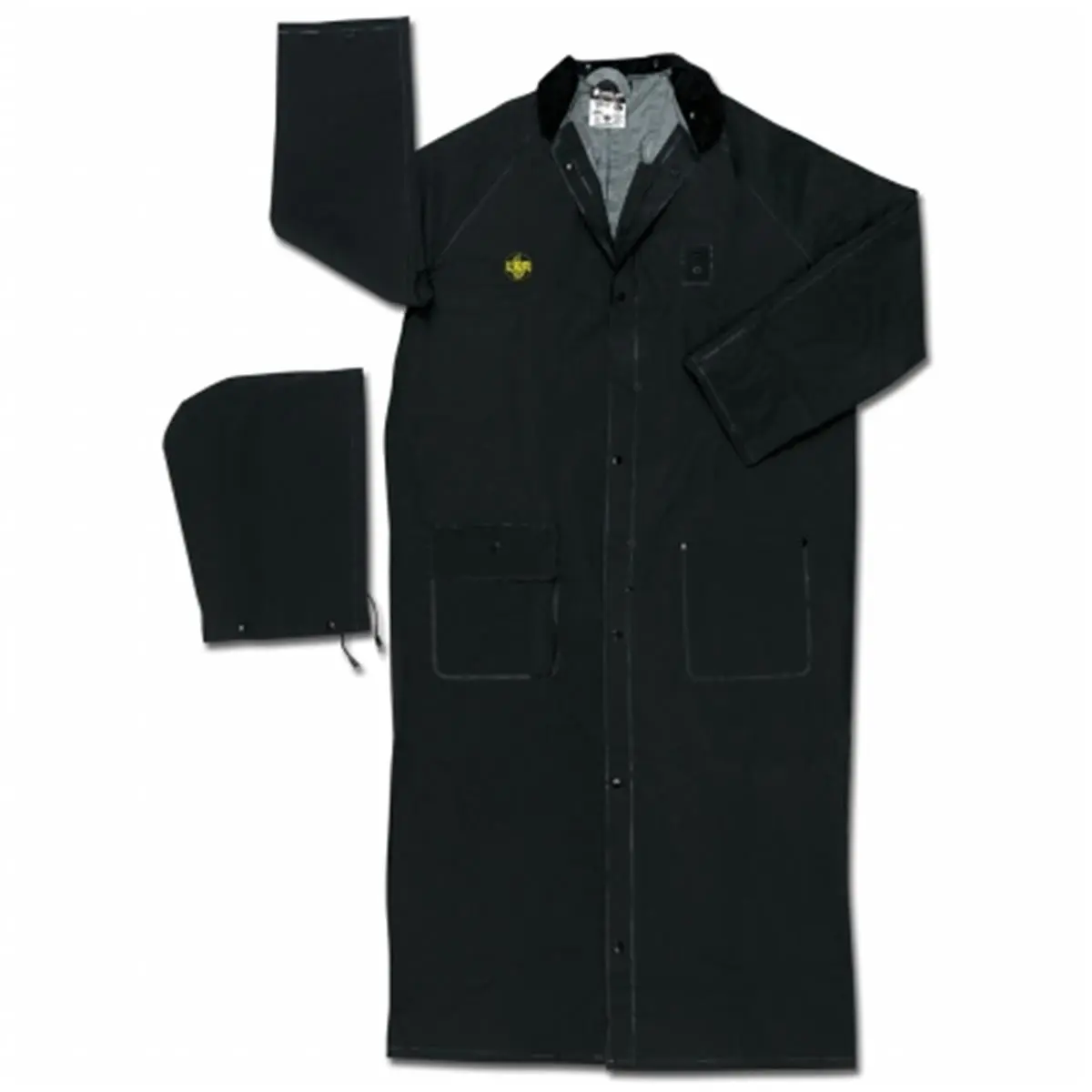 212 MAIN Classic Class Plus FR Type Outdoor Plain Uniform Workwear Rider Coat 611-FR267CX2 Clothes, 0.35 mm PVC-Resistant PVC-Polyfilm, Detachable Hood, Polyester-Corduroy Fabric, Black