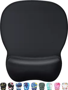 Ergonomic Mouse Pad with Gel Wrist Rest, Smooth Wrist Support Surface, Non-Slip PU Base, Black Color, 9.4 x 8.1 in, Comfortable Design for Pain Relief