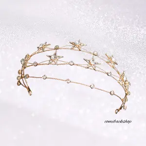 Rhinestone Crystal Crown Wedding Crown, Star Hair Jewelry Bridal Headpiece, Hair Accessories for Christmas /Photography/Party, Princess Rhinestone Crown for Women