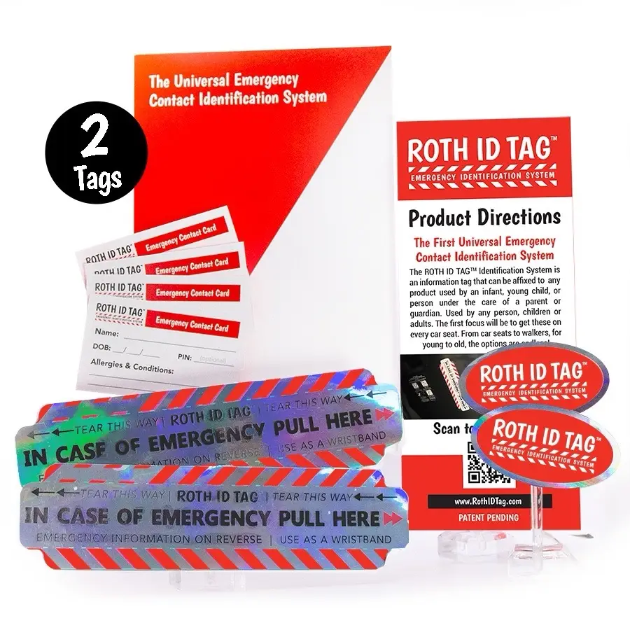 ROTH ID TAG | Emergency Contact Identification System for Car Seats, Strollers, Wheelchairs, Walkers, and more!