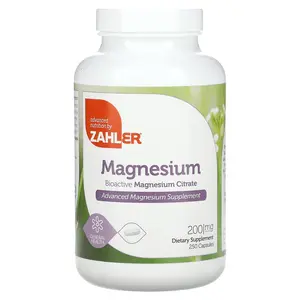 Zahler Magnesium, Bioactive Magnesium Citrate, 200 mg, 250 Capsules