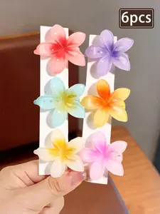 6Pcs Tropical Plumeria Hair Clips for Women & Girls Summer Beach Flower Hair Barrettes Hawaiian Style Hair Accessories for Vacation Island Party Hair Pins Set