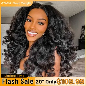 [200% Density] Menglle 13x4 Yaki Loose Wave/Yaki Straight/Yaki Burmese Curly/Loose Deep Wave Lace Front Wigs Human Hair Pre Cut Lace Glueless Yaki Bounce Wand Curly Wig Natural Hairline Beginner Friendly#springfresh#GiftedInLove