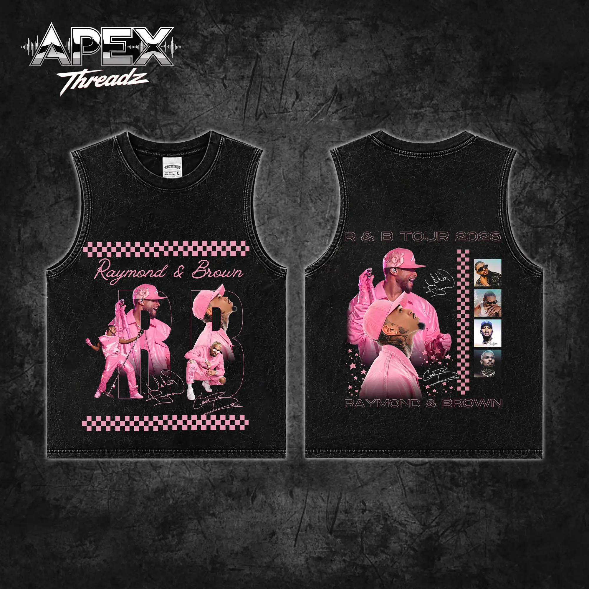 [AT] The R&B Tour Date 2026: Raymond & Brown Pink Premium Acid Washed 100% Tank Top T-Shirt V6, R&B Music Duo Graphic Tee, Urban Hip Hop Soul Streetwear Shirt, Concert Tour Merch, Gift for R&B Fans.