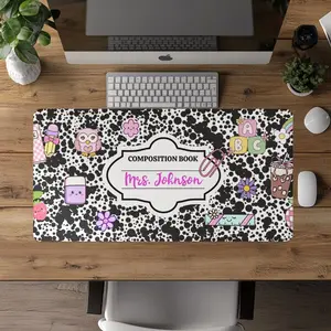 Personalized Teacher Desk Mat, Teacher Mousepad, Composition Notebook Mousepad, Teacher Appreciation Gifts, End of Year Teacher Gift, Custom Teacher Mousepad