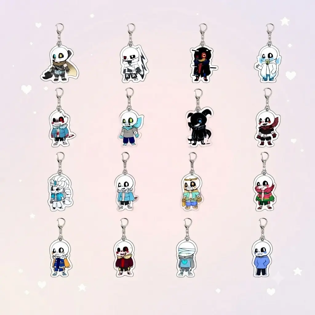 Undertale Acrylic Keychain, Chibi Skeleton Sans & Papyrus Keychains