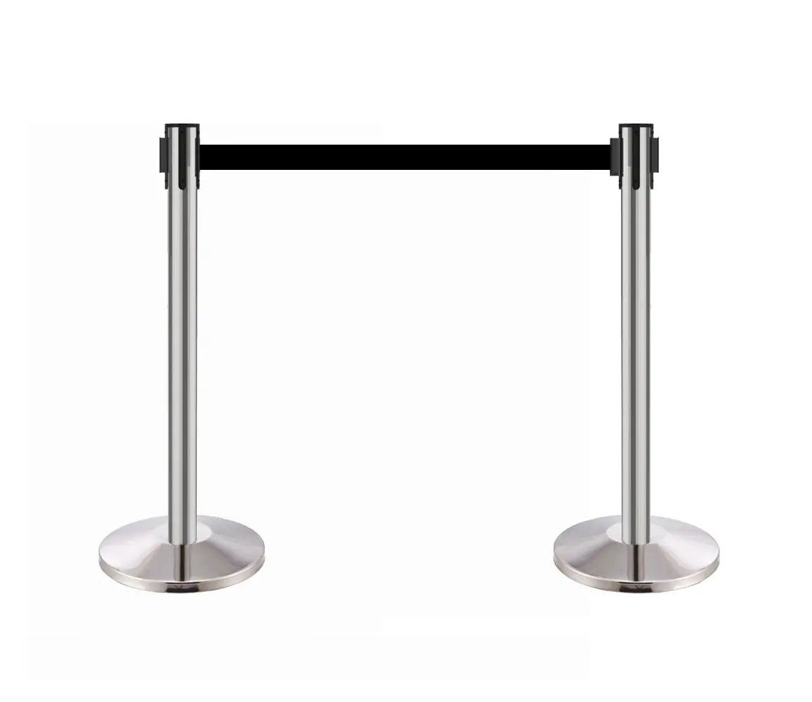 FixtureDisplays® 2 Poles Crowd Control Stanchion Queue Barrier Post Retractable Black Strap 9'10" Retractable 2x12004-1-NF