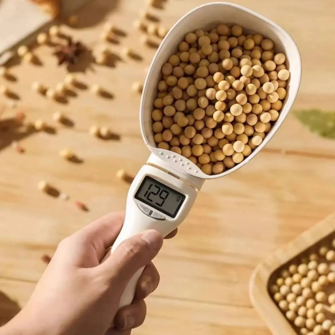 Digital Food Measuring Scoop Scale - Electronic Kitchen Measuring Spoon Scale for Cooking Baking - Smart Adjustable Measure Cup for Home Cooks Bakers Chefs Pet Owners