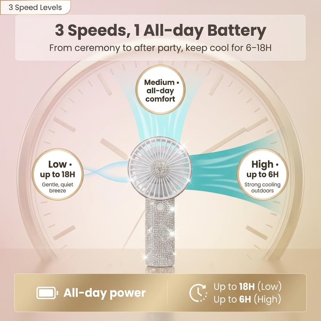 TAZTIR USB Rechargeable Mini Fan, Portable Diamond-style Handheld, Exquisite Battery Life, Suitable for Wedding, Outdoor, Desk, Travel, Valentine's Day Gift, Mother's Day Gift TAZTIR USB Rechargeable Mini Fan, Portable Diamond-style Handheld, Exquisite Battery Life, Suitable for Wedding, Outdoor, Desk, Travel, Valentine's Day Gift, Mother's Day Gift