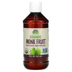 NOW Foods Real Food, Organic Monk Fruit, Zero-Calorie Liquid Sweetener, 8 fl oz (237 ml)