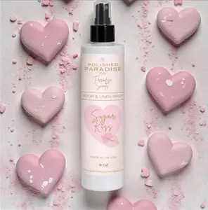 Polished Paradise Co Pink Sugar Kiss Room Spray 8 oz - Luxurious Valentine's Day Scented Air Freshener for Home Fragrance Mist Made in USA
