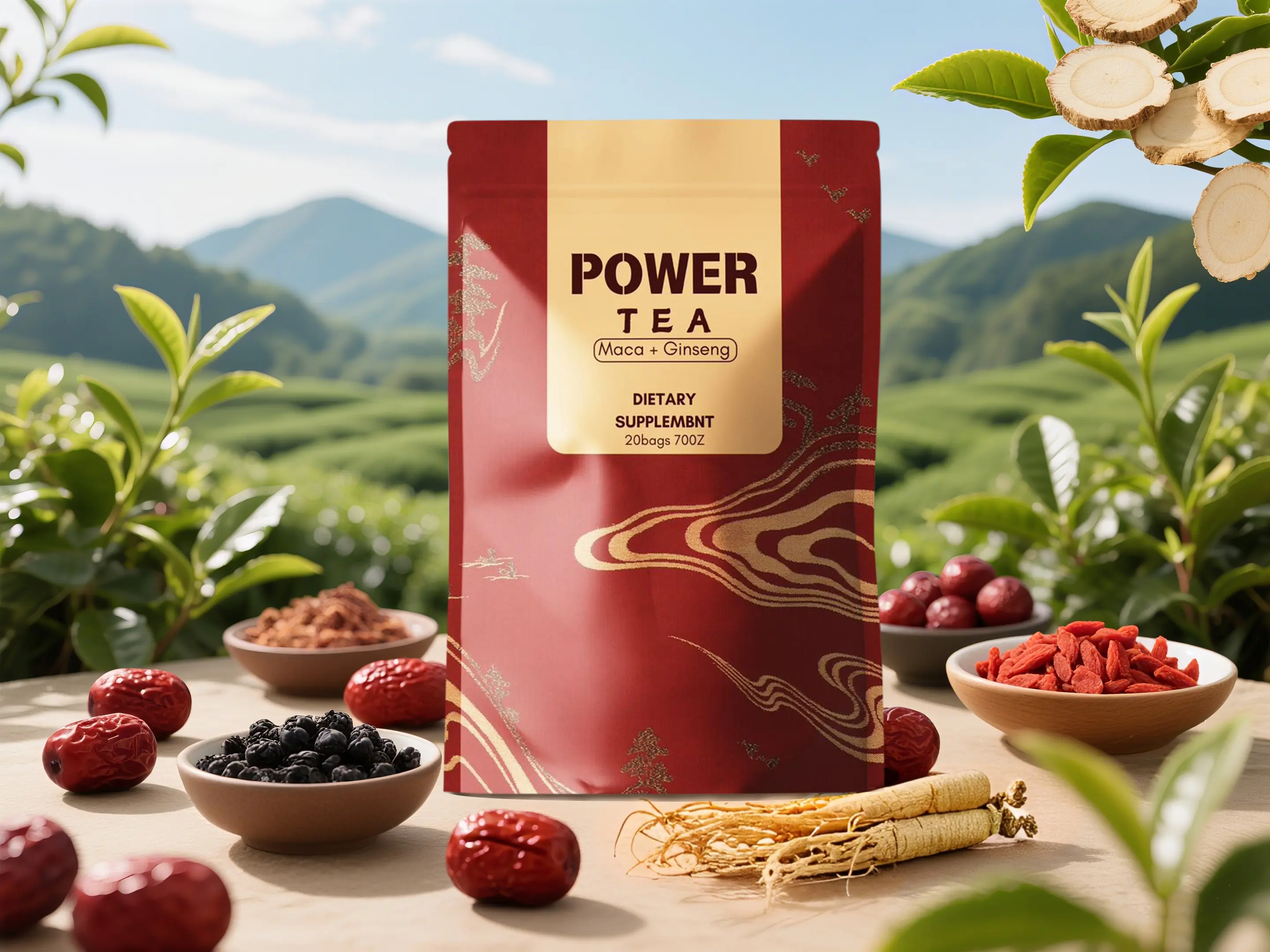 Ginseng Five Treasures Tea Kidney Tea, Traditional Chinese Herbal Tea, Natural Organic Kidney Cleanse Detox Tea for Women & Men, 7 Precious Ingredients Formula