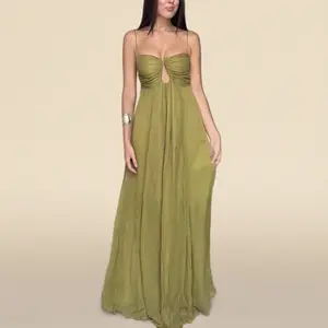 Summer Sexy Suspender U-Shaped Vacation Style Large Swing Dress