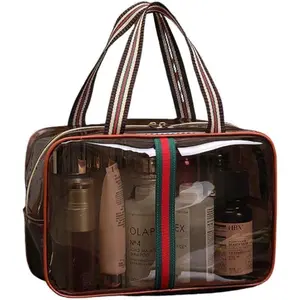Retro vintage vanity makeup bag organizer large capacity waterproof transparent toiletry handbag luxury cosmetic women ladies travle daily purse storage case (TOILETRY BAG)