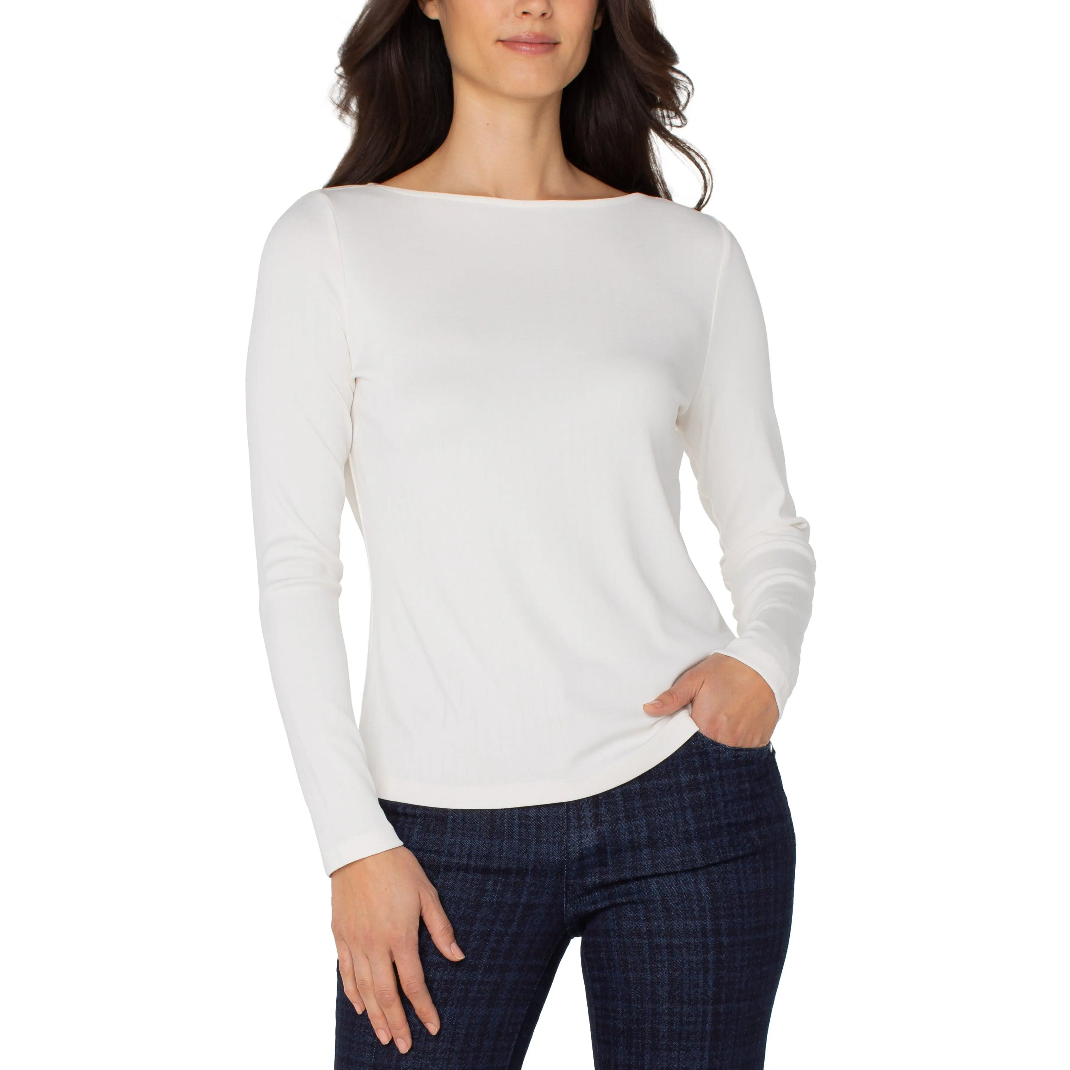 Liverpool Long Sleeve Boat Neck Knit Top
