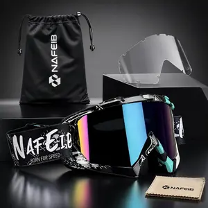 NAFEIB Motorcycle Goggles Kit with Extra Clear Lens & Storage Bag