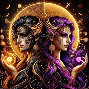 5D DIY Full Drill Round Diamond Painting Kit - Twin Goddess Mosaic Canvas DIY Wall Art, Home Wall Decoration, Handicraft