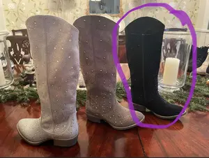 Black Crystal Wide Calf Boot