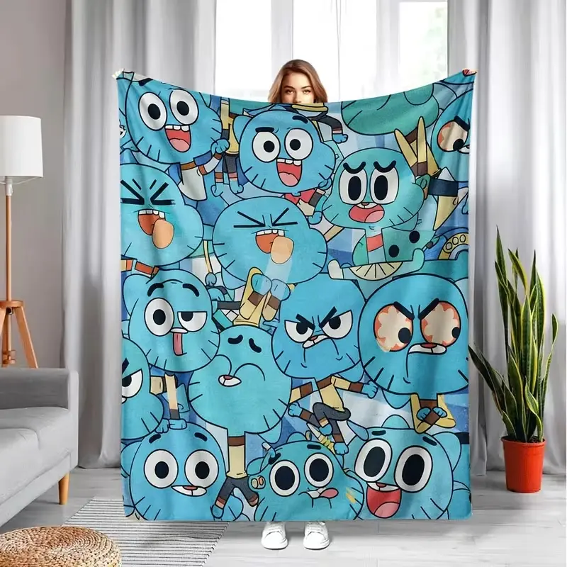 1pc Gumball Watterson Flannel Blankets A Printed Flannel Blanket, Soft And Warm, Suitable for Camping, Sofas, Beds, And Offices. All-Season Versatile Blanket, Fashionable Decorative Item, Ideal Gift, Suitable for Indoor And Outdoor Use
