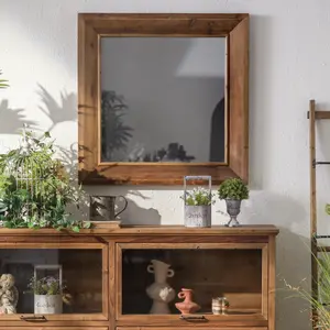 Rustic Wooden Frame Wall Mirror,farmhouse Decor For Home Living Room Bedroom