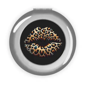 Jaguar Print Kiss Black Compact Mirror | Travel Makeup Mirror