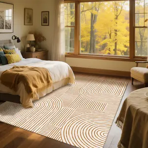 Boho Washable Rug Modern Vintage Print Area Rug for Living Room & Bedroom. Ultra Soft, Non-Slip & Elegant Home Decor Floor Mat