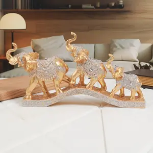 Tuoyuanjia Resin Elephant Figurines Set of 3, Indoor Decorative Statue for Living Room, Mantel & Tabletop, Non-Electric, Festive Gift for Christmas, Thanksgiving, Valentine'S Day, Eid Al-Fitr