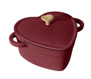 Drew Barrymore 2 QT Cast Iron Heart-Shaped Dutch Oven - Versatile Cooking Tool for Baking, Roasting & Grilling - Cookware Classic Kitchen