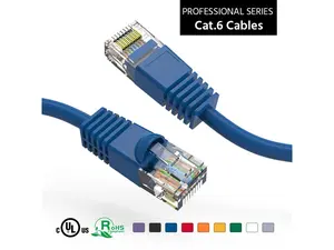 Nippon Labs Cat6 125FT UTP Ethernet Network Booted Cable - Blue - 125 ft. - 24AWG RJ45 Enhanced Cat 6 Patch Cable - 60CAT6-125BL