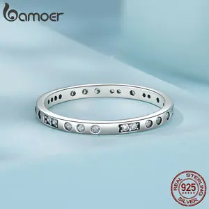 925 Sterling Silver Morse Code Ring Mysterious Retro Love Band Ring with Round Zircons for Women Statement Jewelry Gift