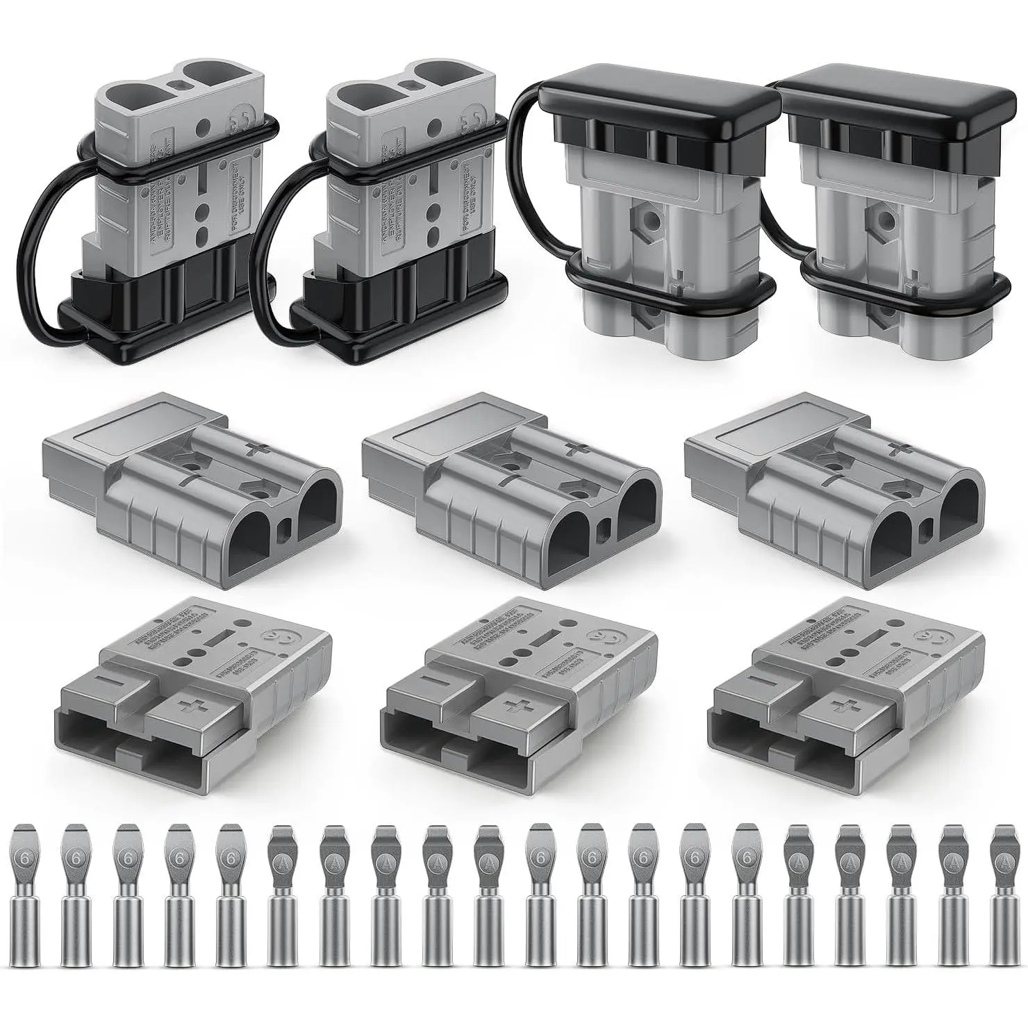 Nilight Anderson Connector 50AMP 6AWG Anderson Plug 12V-36V Battery Quick Connect/Disconnect Wire Harness Plugs Connectors Kit for 6 Gauge Cables Car Marine Trailer Towing Winch Motor, 10 Pack Grey, Solar Panel Connectors, Wiring Connector Kit