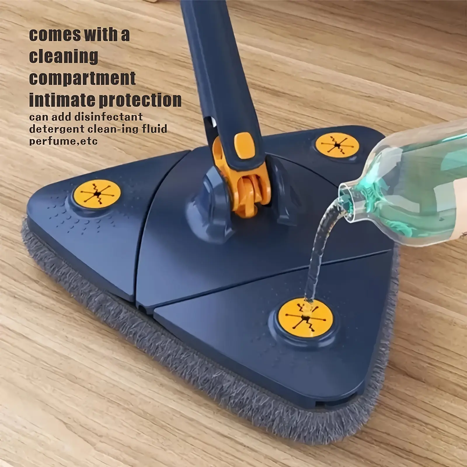 New 360° Rotating Triangle Mop With 5 Microfiber Heads - Ideal For Ceiling Wall & Floor Cleaning In Kitchen Bathroom And Beyond